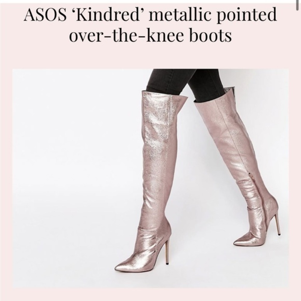 ASOS kindred Metallic pointed toe otk boot